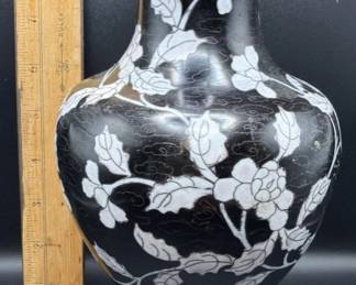Brass / enamel vases.