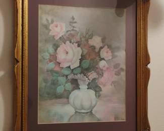 Vintage Floral Still Life Oil Painting by Robert Cox