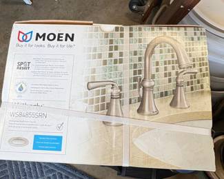 Moen Wetherly Spot Resist Brushed Nickel Widespread Handle WaterSense Bathroom Sink Faucet with Drain WSSRN