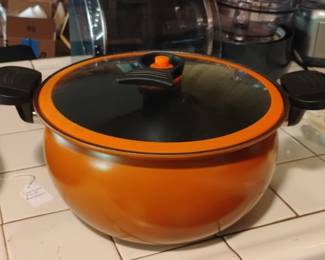 Orange Micro Pressure Cooker Dutch Oven with Glass Lid