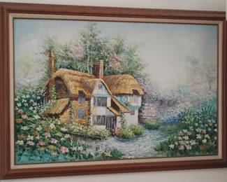 Marten Oil Painting of English Cottage Landscape
