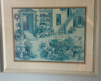 Janet Kruskamp Courtyard Flower Shoppe Print
