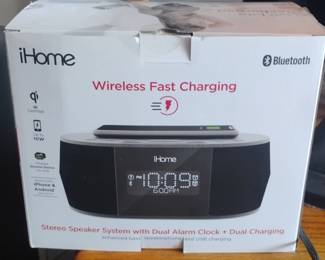 iHome Wireless Fast Charging Dual Alarm Clock Speaker