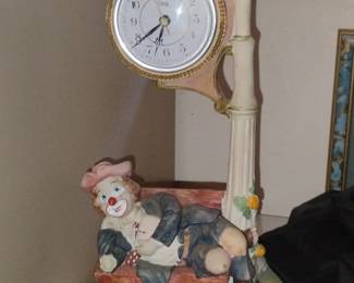Clown on Bench Table Clock