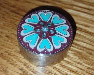 Enamel and Rhinestone Pill Box