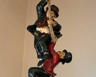Laurel and Hardy Hanging Sculpture with Balloons