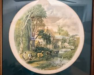 Vintage John Constable The Cornfield Ceramic Plate in Wooden Frame second image