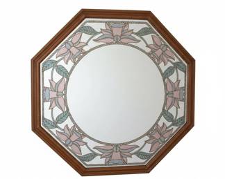 Vintage Windsor Art Octagonal Floral Etched Wall Mirror third image