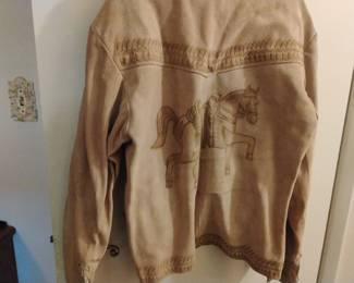 Vintage Suede Western Pullover Shirt with Horse Head Motif second image