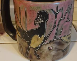 Mara Stoneware Sgraffito Bird Mug