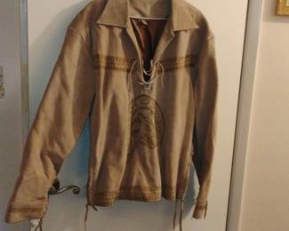 Vintage Suede Western Pullover Shirt with Horse Head Motif