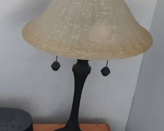 Mission Style Table Lamp with FauxAlabaster Shade