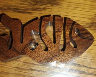 MidCentury Modern HandCarved Wooden Fish Wall Plaque