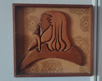 MidCentury Modern Brutalist Wood Wall Plaque