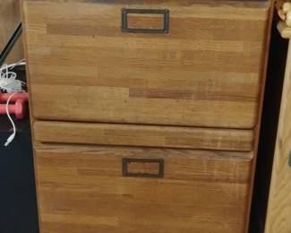 Vintage TwoDrawer Oak File Cabinet with Brass Label Holders