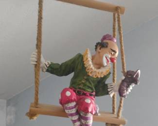 Vintage Pierrot Clown on Swing Figurine