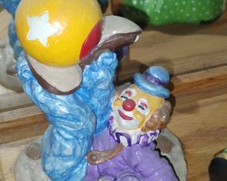 Vintage Ceramic Clown Figurine with Ball