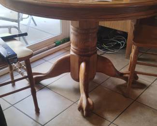 Oak Pedestal Dining Table with Claw Feet