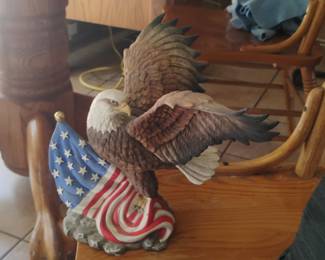 Bald Eagle and American Flag Figurine