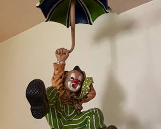 Hanging Clown with Umbrella Wall Decor