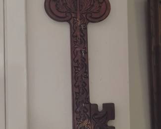 Vintage Carved Wood Key Holder Wall Hanging