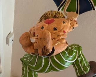 Hanging Clown with Umbrella Wall Decor third image