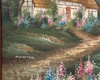 Marten Signed Cottage Landscape Oil Painting second image