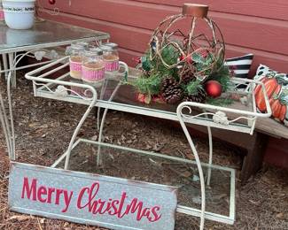 Vintage wrought-iron tea cart with new glass shelves