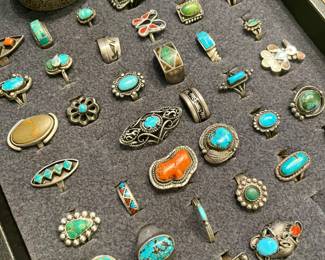 Native American and other sterling rings