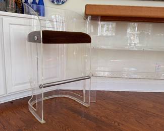 Pair of Lucite Bar Stools in the style of Vladimer Kagan, Also looks similar to Crate & Barrel