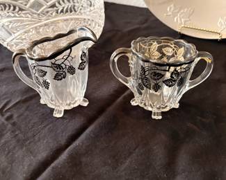 Silver Rimmed Sugar & Creamer