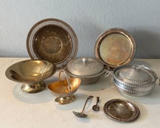 Silverplated Trays, Bowls, Spoons