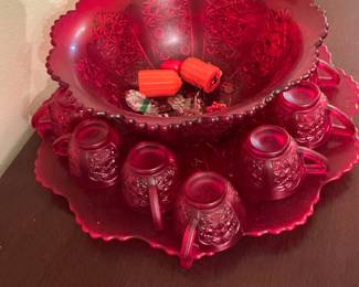 Cranberry punch bowl set