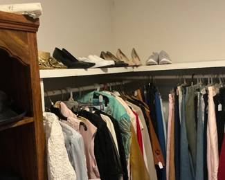 In her closet, you will find from deer skin to ballroom gowns, two piece business suits from skirts to pants very high-end wearing a apparel