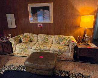 Vintage sofa, ottoman, and end tables