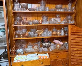 Large collection of crystal and carnival glass