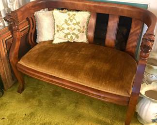 Antique carved wood settee 