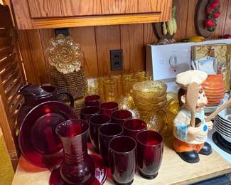 Ruby red anchor hocking glass