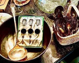Beautiful silver-plated serving and utinsils.
