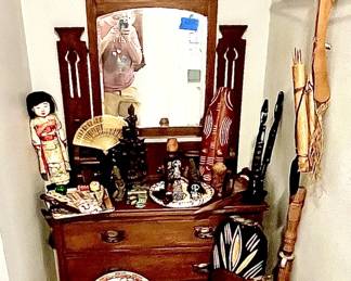 Highly collectible African art. Note: this dresser is not for sale.