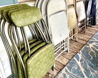 Vintage/mid-century and metal folding chairs.