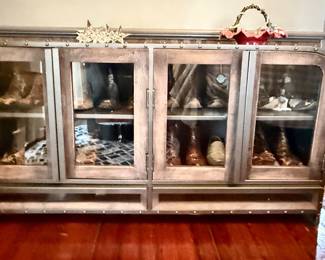 #16 - $425 -Industrial cabinet metal dark grey 63Wx17Dx33H