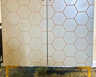 #20B - $140 -One of two cabinet grey/gold modern 32x14x31