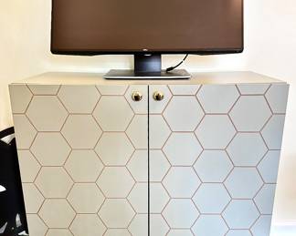 #20B - $140 -One of two cabinet grey/gold modern 32x14x31