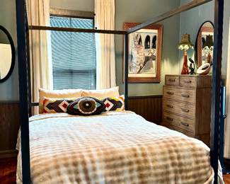 #8 - $475 - Queen metal four poster bed with or without gently used mattress