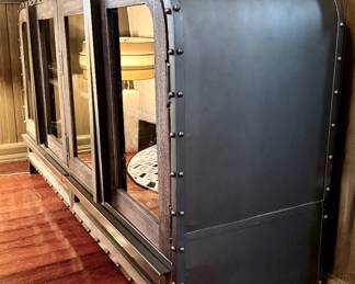 #16 - $425 -Industrial cabinet metal dark grey 63Wx17Dx33H