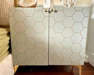 #20A - $140 -One of two cabinet grey/gold modern 32x14x31