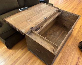 Love this painted old chest!  50.25"L x 23.5"H x 24"D