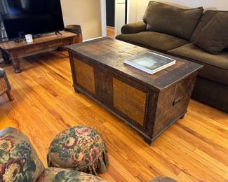 Love this painted old chest!  50.25"L x 23.5"H x 24"D