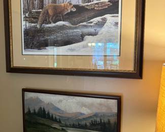 Scott Zoellick signed fox on top. Antique painting below, J.A. Speer.